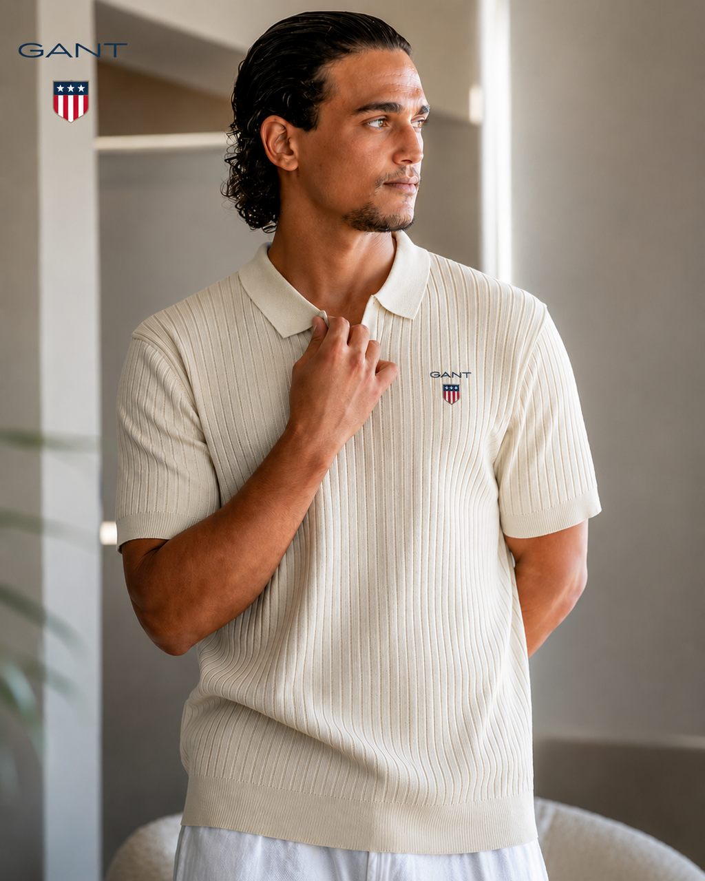 GANT® Sommar ribbad pikétröja