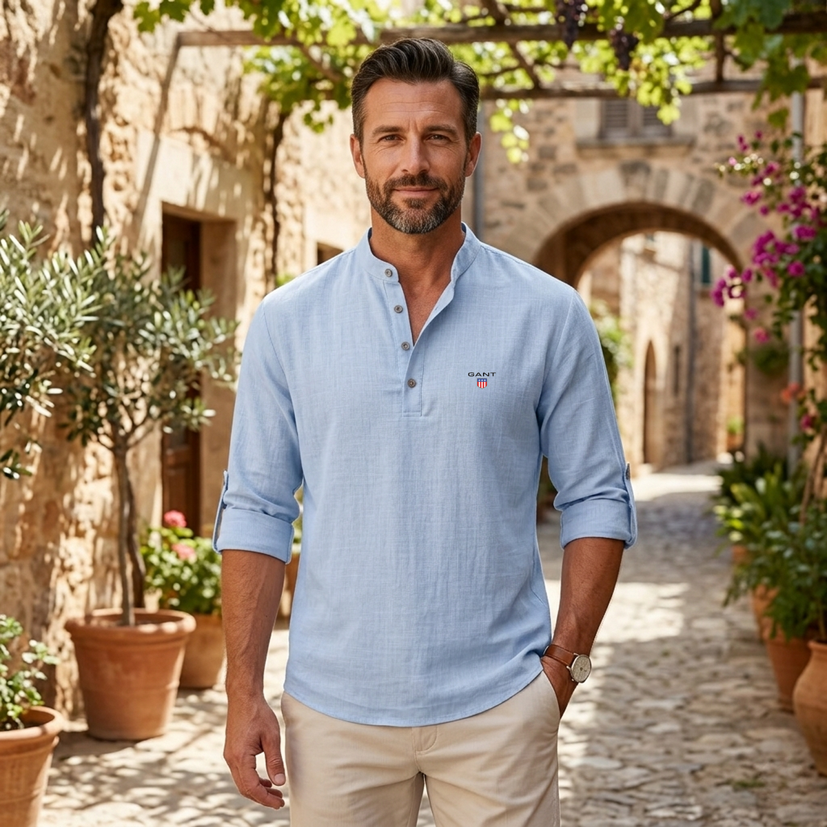 Casual Henley Skjorta